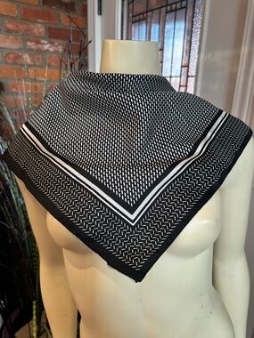 Vintage Black and White Square Graphic Scarf ~ Made in Italy